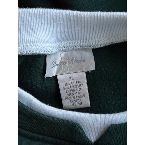 Vintage 1990s Studio Works Green Ugly Christmas Sweater Cotton Blend Unisex XL - Picture 7 of 7